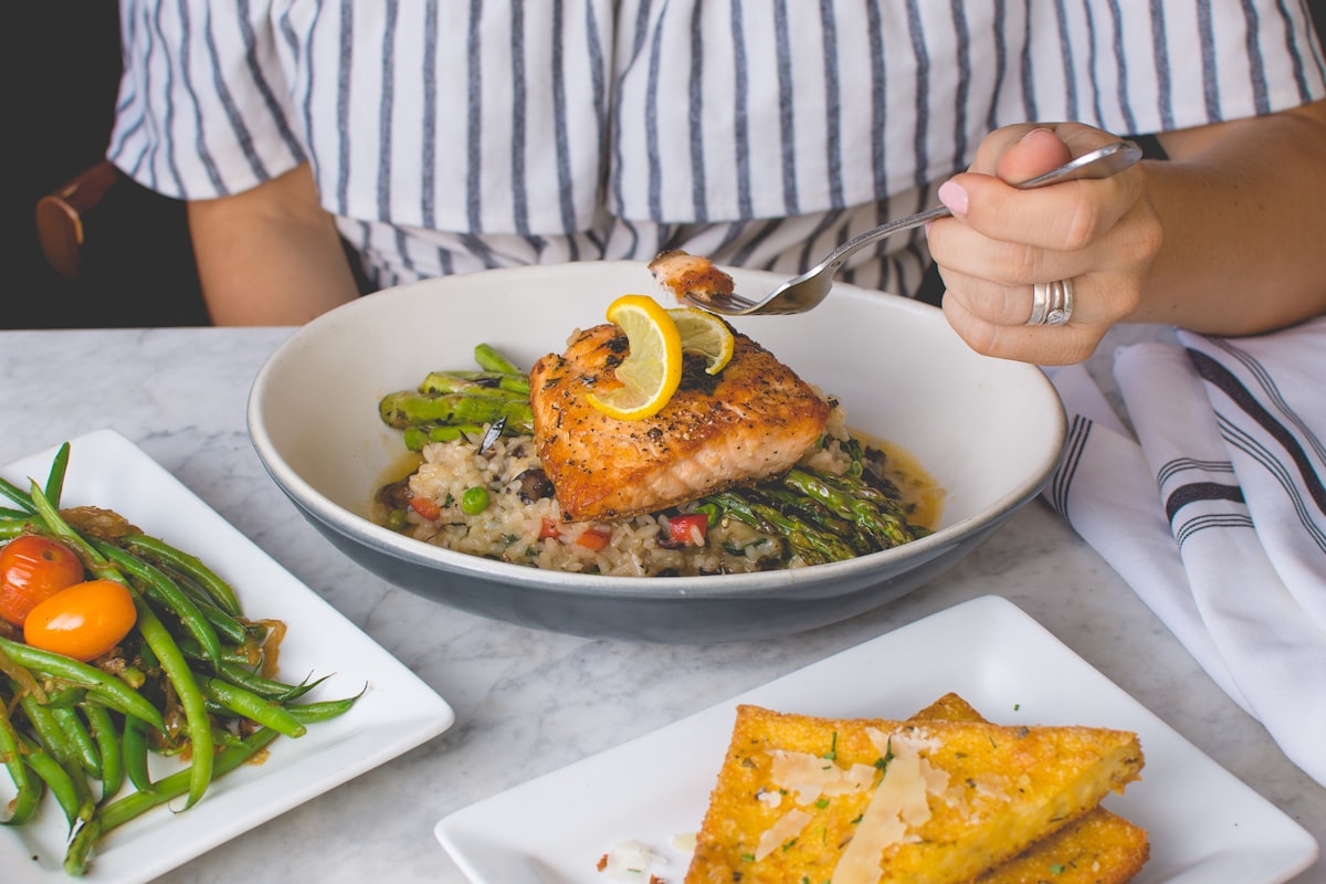 Fatty fish like salmon and mackerel containing omega-3s